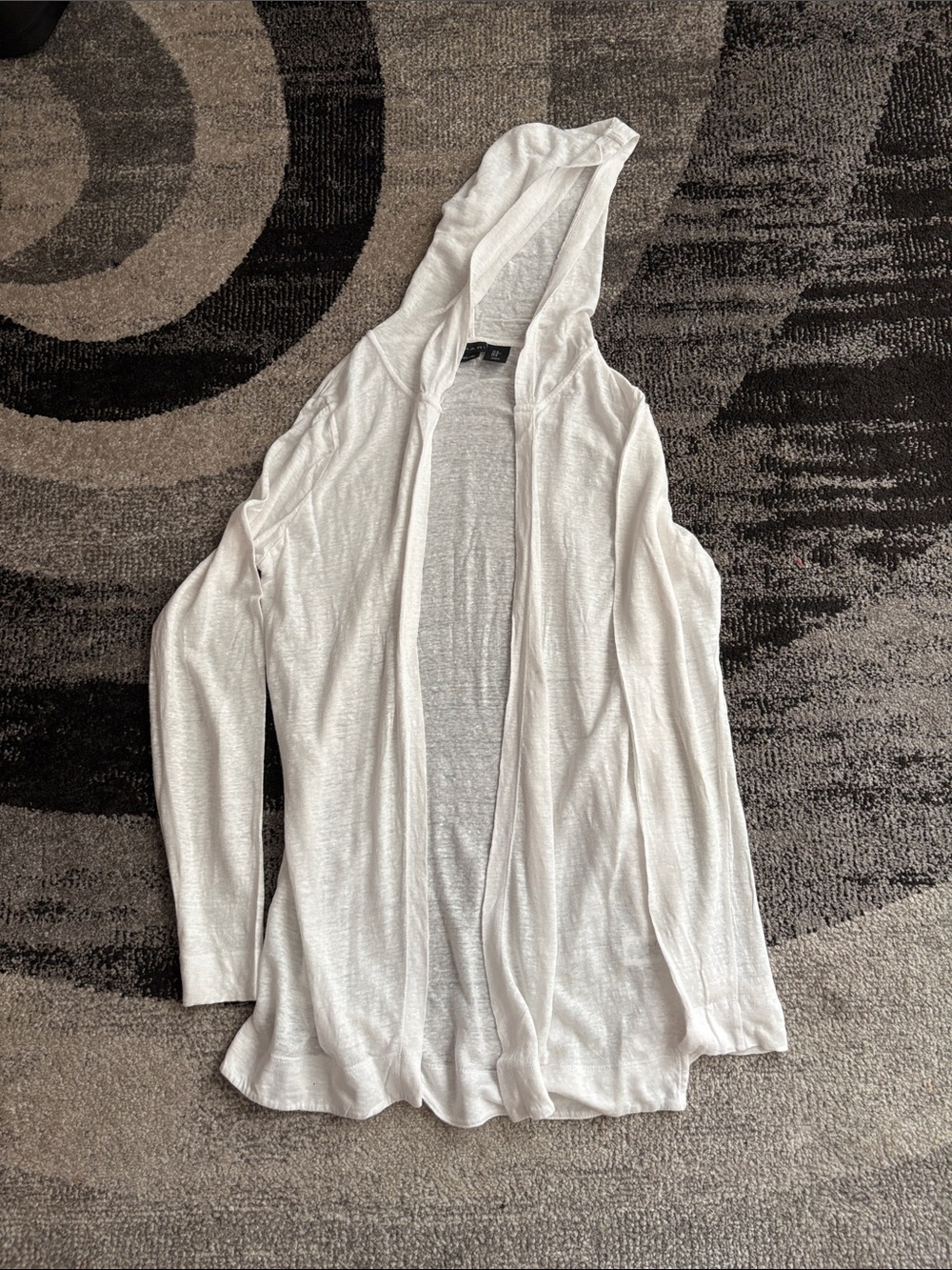 Tahari Linen Lightweight Hooded Open-Front Women's Sweater Size M